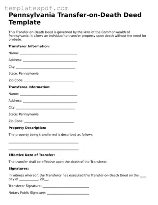 Official  Transfer-on-Death Deed Form for Pennsylvania
