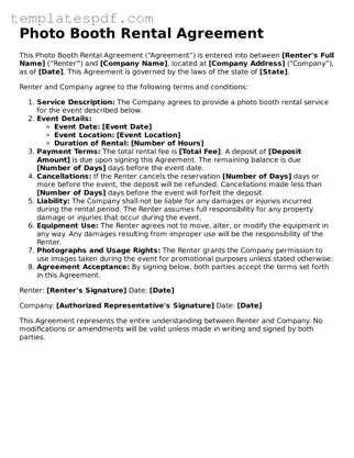 Printable Photo Booth Rental Agreement Form