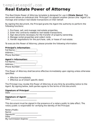 Printable Real Estate Power of Attorney Form