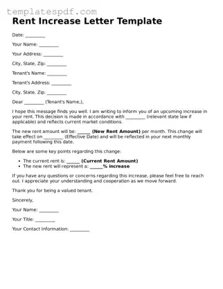 Printable Rent Increase Letter Form