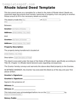 Official  Deed Form for Rhode Island