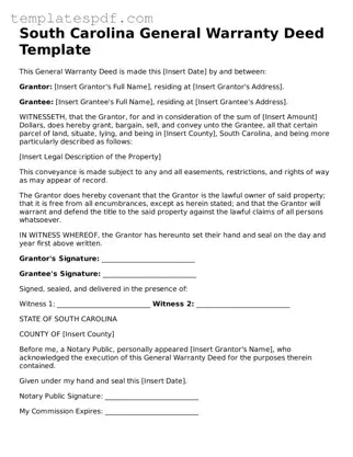 Official  Deed Form for South Carolina