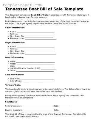 Official  Boat Bill of Sale Form for Tennessee