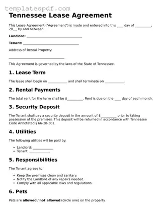 Official  Lease Agreement Form for Tennessee
