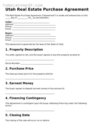 Official  Real Estate Purchase Agreement Form for Utah