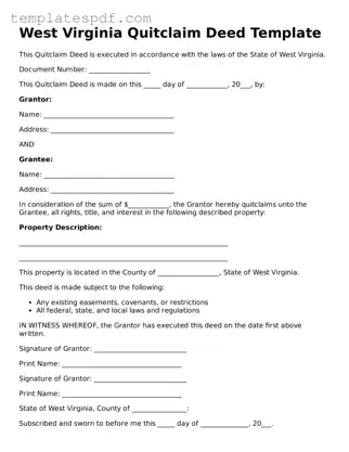 Official  Quitclaim Deed Form for West Virginia