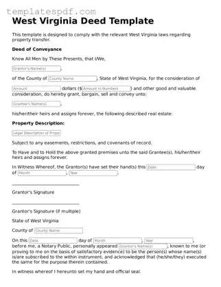 Official  Deed Form for West Virginia