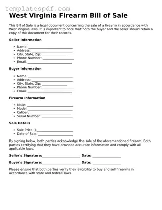 Official  Firearm Bill of Sale Form for West Virginia
