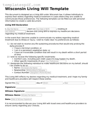 Official  Living Will Form for Wisconsin