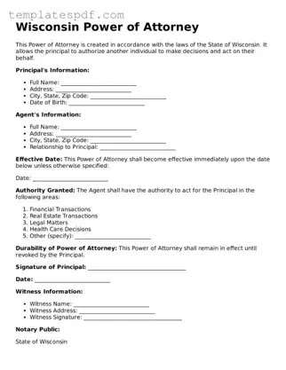Official  Power of Attorney Form for Wisconsin