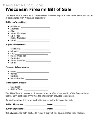 Official  Firearm Bill of Sale Form for Wisconsin