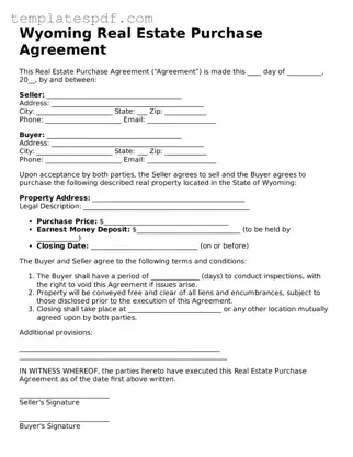 Official  Real Estate Purchase Agreement Form for Wyoming
