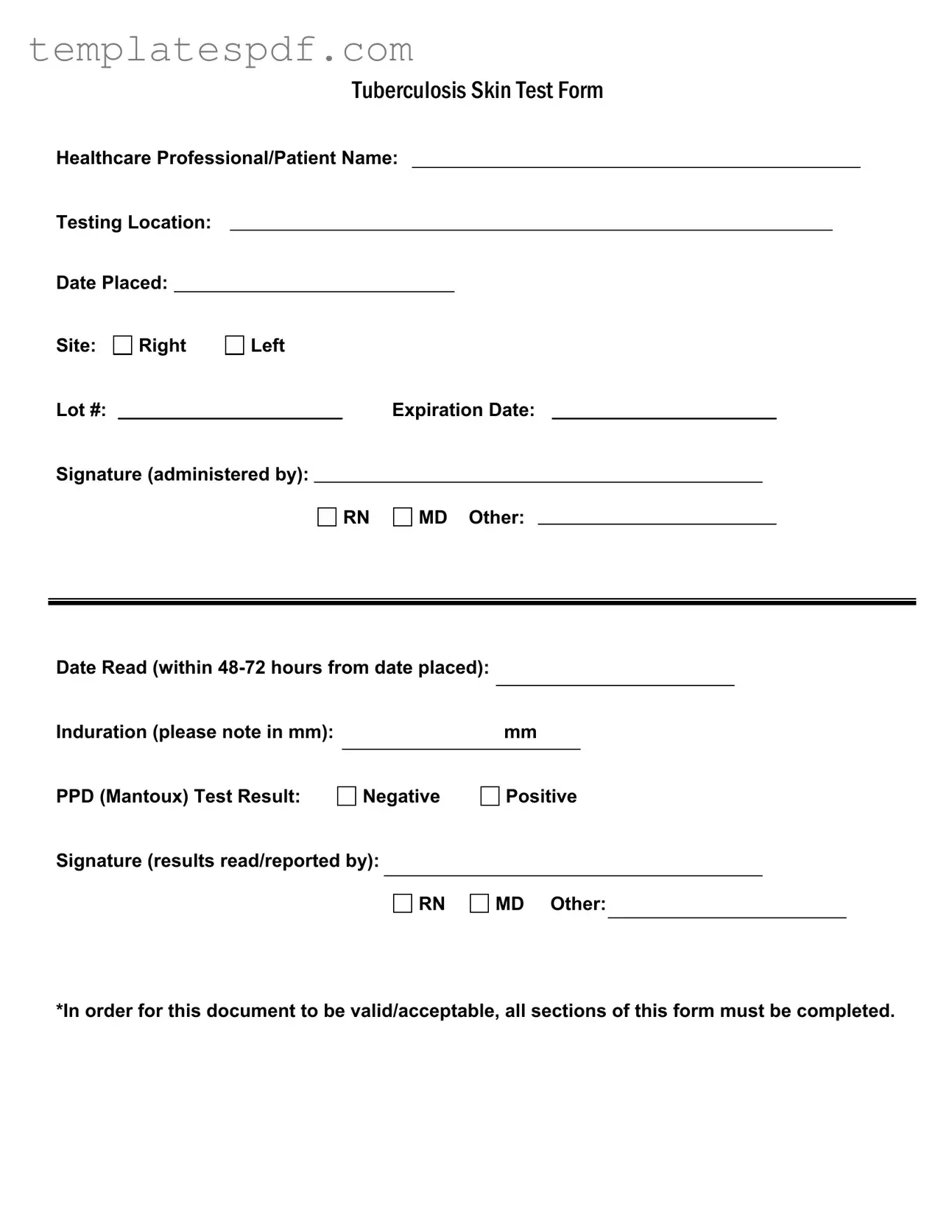 Fill Out a Valid Tb Test Form