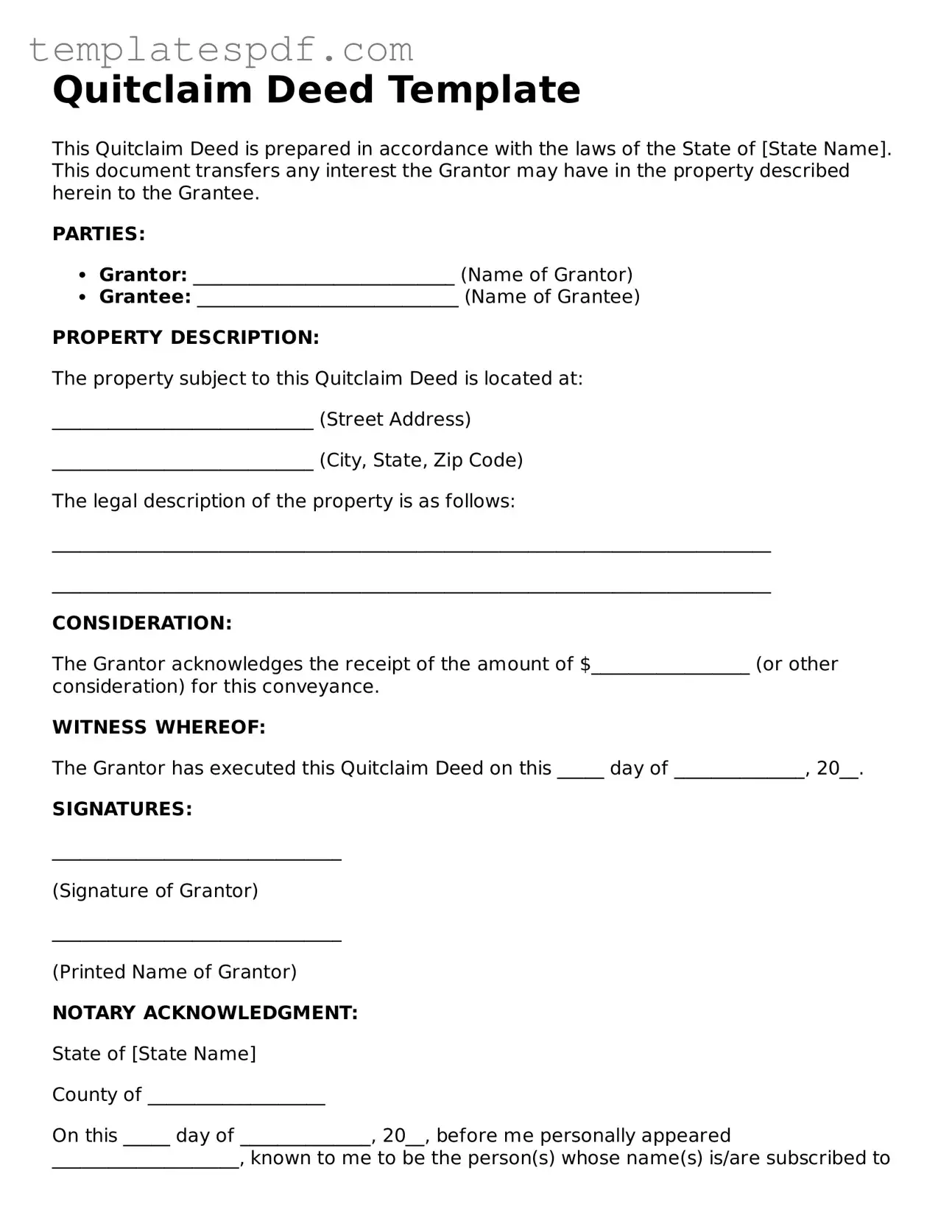 Printable Deed Form